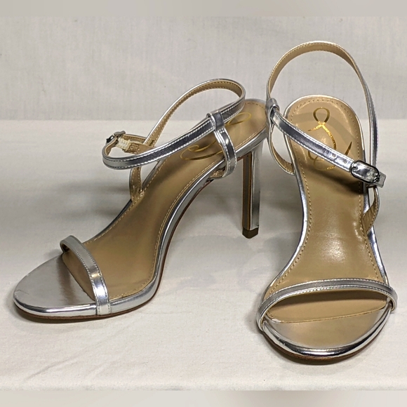 NEW Sam Edelman Doran Strappy Sexy Silver Heeled Sandal Sz 5 - Picture 2 of 4
